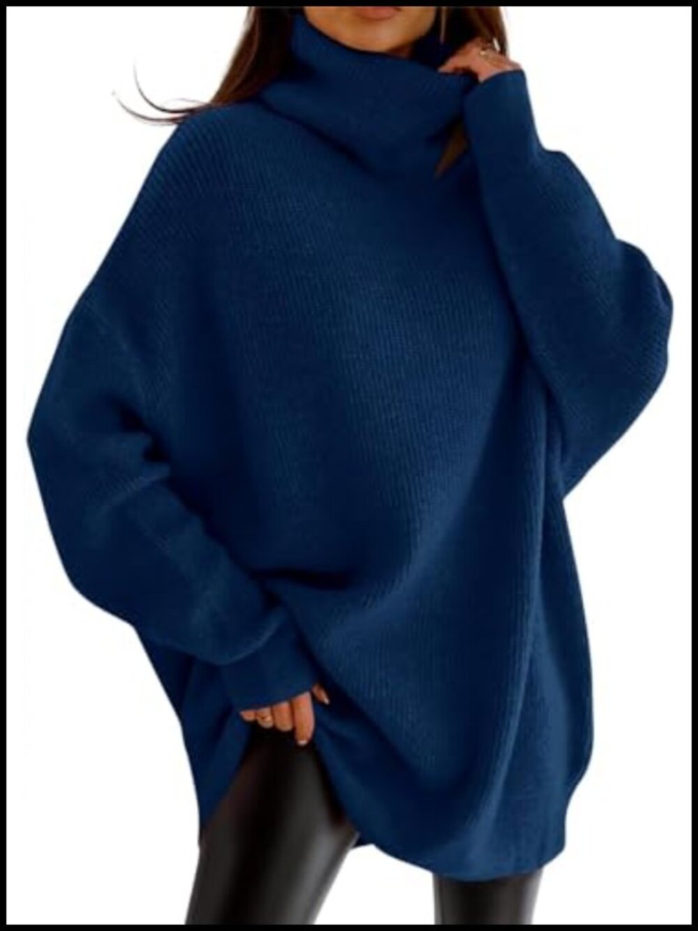 Oversized Batwing Sweater Turtleneck Chunky Knit